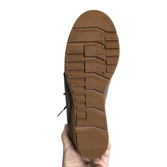 NWOT Sorel Evie US Sz 10 Gray Suede Ankle Booties Lace Up Wedge Weatherproof - Picture 13 of 16